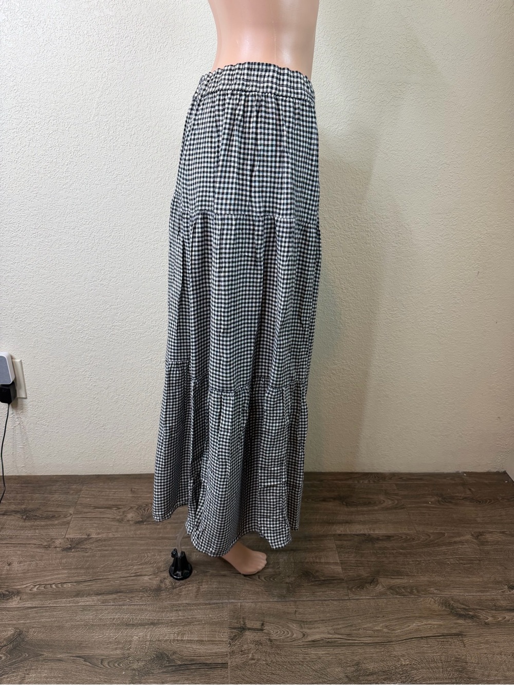 VTG Rhythm Blues Gingham Plaid Tiered Maxi Skirt Womens Size Large Cottagecore - Picture 4 of 9